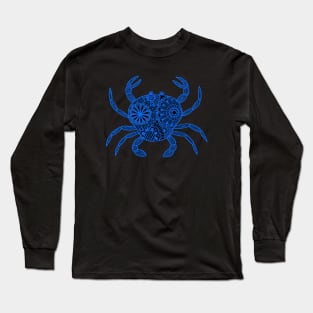 Mandala Crab (blue and black inverted) Long Sleeve T-Shirt